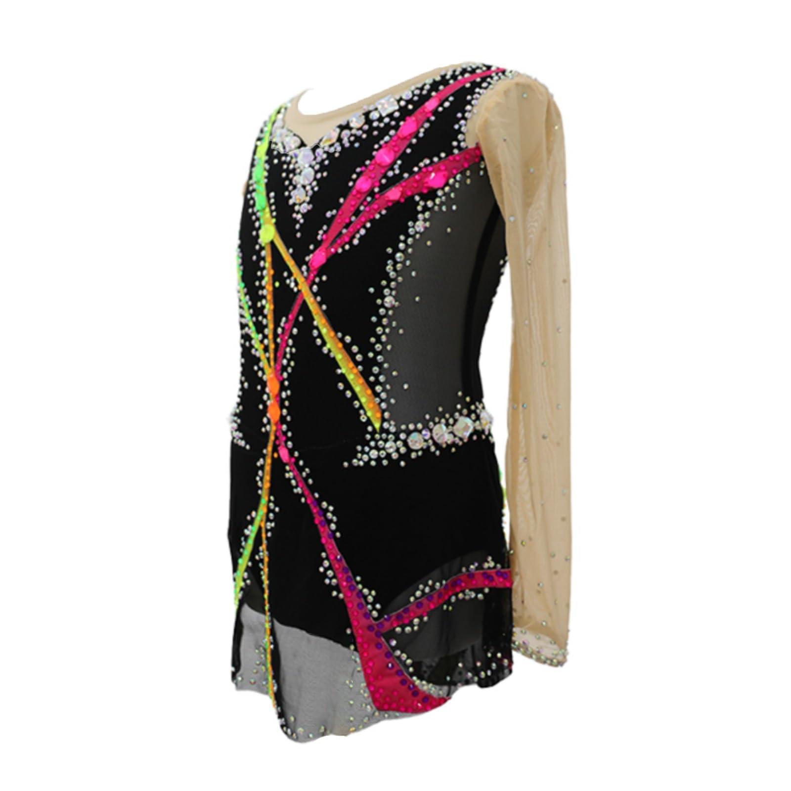 Vestido De Patinaje Artístico for Niña, Traje De Competición De Patinaje, Leotardo De Baile De Alta Elasticidad De Manga Larga
