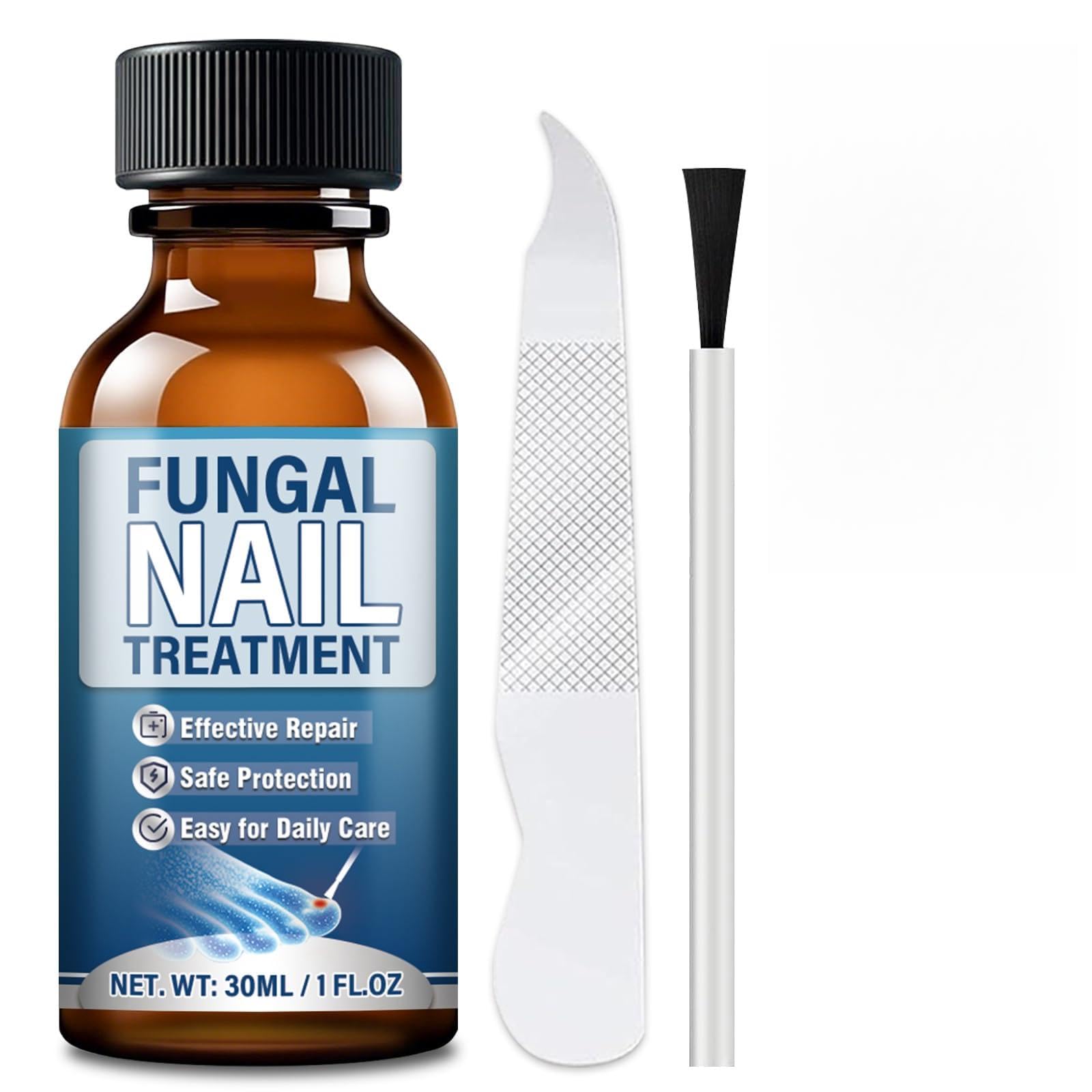 Micosi Unghie Piede, 30ml Liquido Antimicotico Unghie Piedi, Efficace Funghi Unghie Piedi con Pennello e Lima per Unghie Spesse, Ingiallite, Opache o Danneggiate
