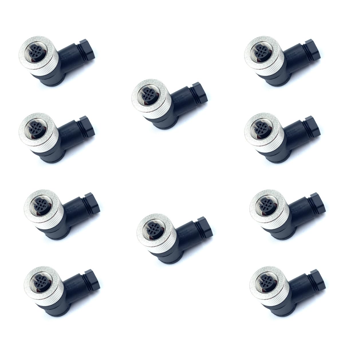10 Stücke M12 Stecker 5 Polig, A Codierte 90 Grad Rundsteckverbinder 5 Pin vor Ort Installierbarer Schraubanschluss 12mm Aviation Weibliche Steckverbinder IP67 Wasserdicht Industrielle Kreisverbinder