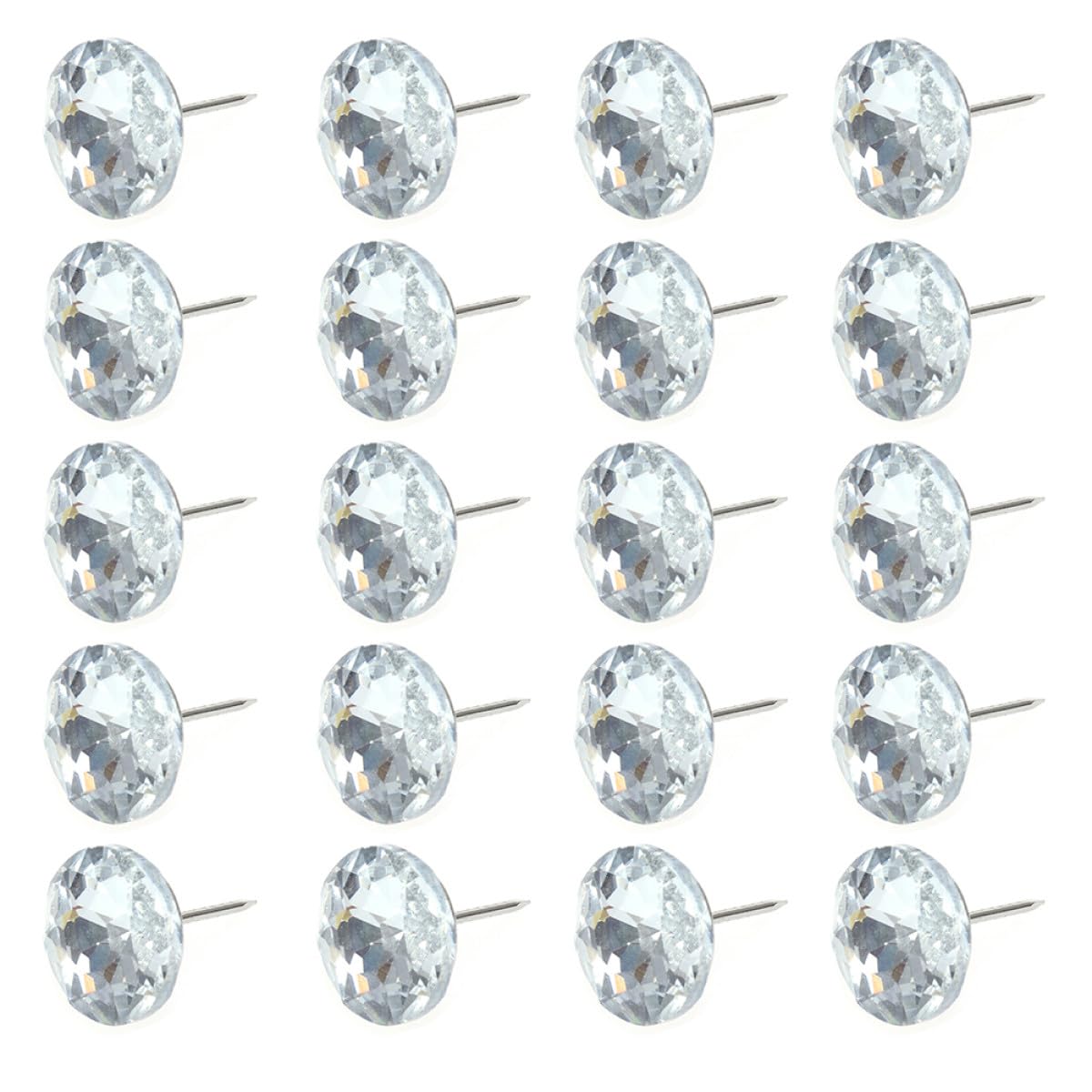 Boutons de tapisserie en cristal argenté 16mm pour capitonnage canapé et déco murale