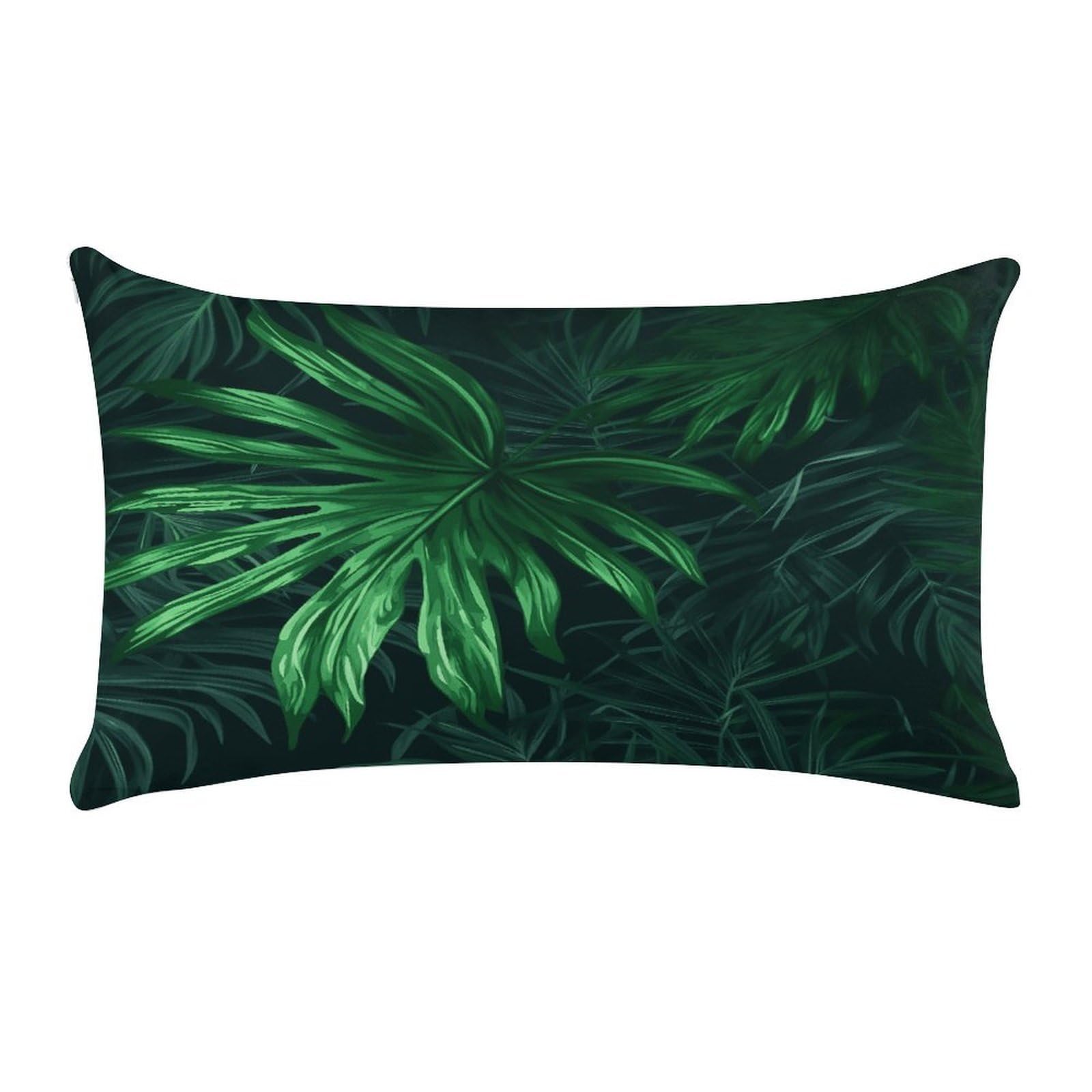 MUSM Green Tropical Jungle Plant Throw Pillow Cover Rectangle Short Plush Pillowcase Soft Luxury Decorative Lumbar Throw Pillow Case with Zipper Short Plush Cushion Cases 12 X 20 Inch