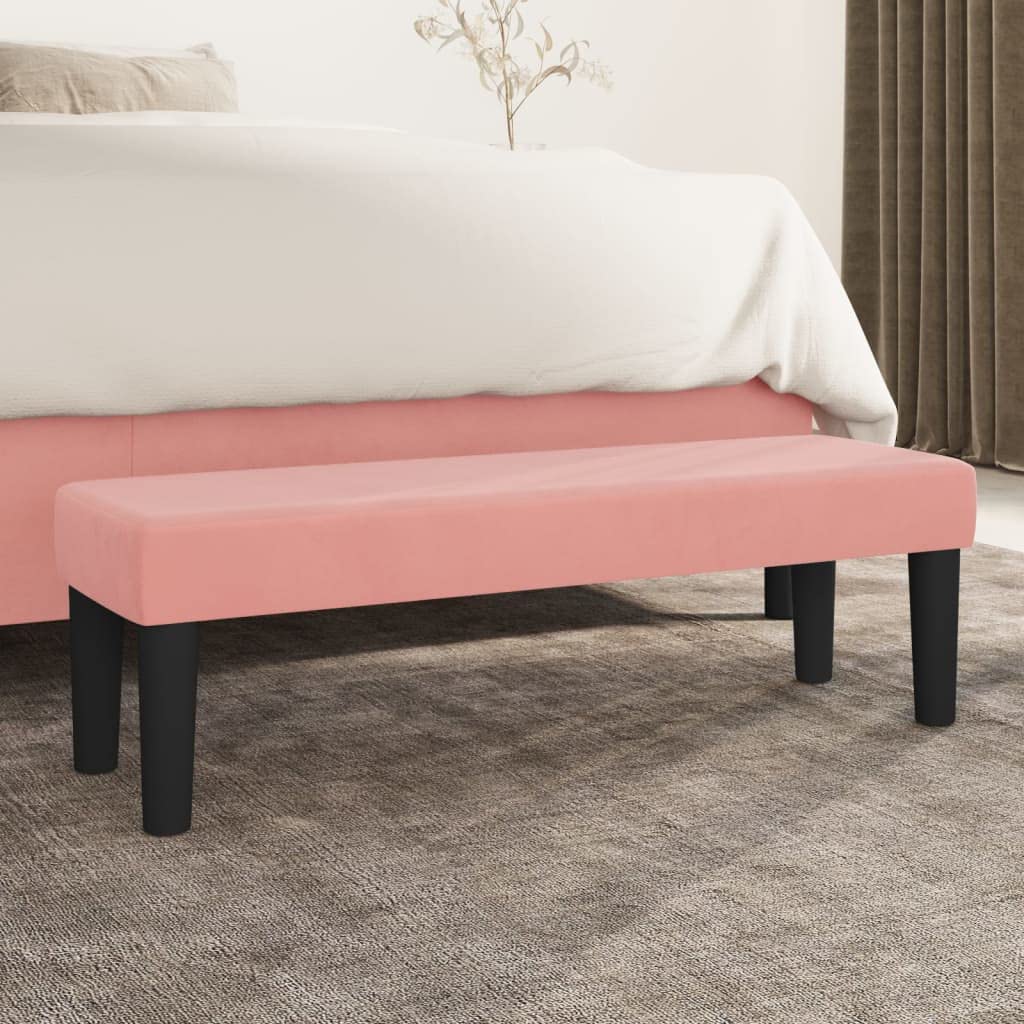Banc rose 100 x 30 x 30 cm en velours rembourré pour couloir et chambre