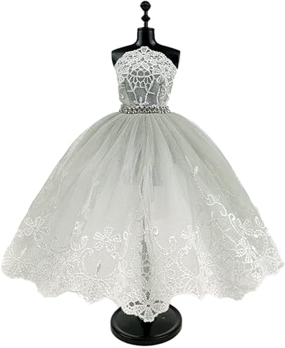 Miniatura 8 de Vestido de ballet tutú de moda para muñecas de 11.5 pulgadas, accesorios de muñecas de 16, falda de 3 capas con diamantes de imitación, vestido de