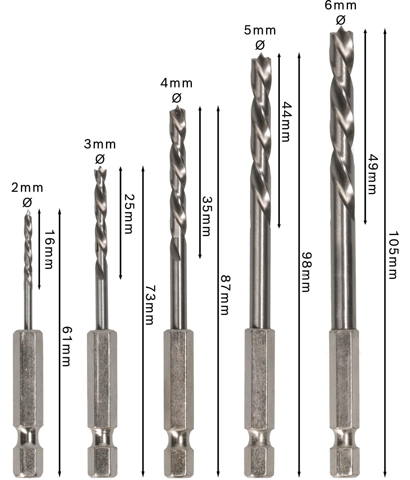 Bosch Professional Accessories Matkap ve Kırıcı Delici Uçları, Ahşap Matkap, Gri, 5 Adet