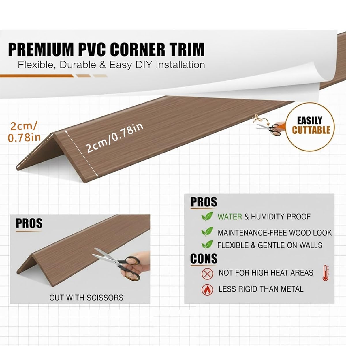 Paraspigoli PVC Autoadesivo, Profilo Angolare in Plastica Flessibile per Protezione Muri e Mobili, Paraspigoli Angolari per Sicurezza Bambini, Riparo Angolare Robusto(Grigio,5m/196.9in)