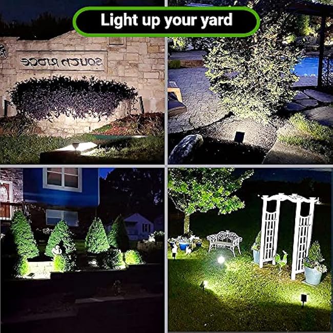 Claoner Solar Spot Lights 2-in-1 Flood Lights Landscape Spotlights Cold White 2 Pack