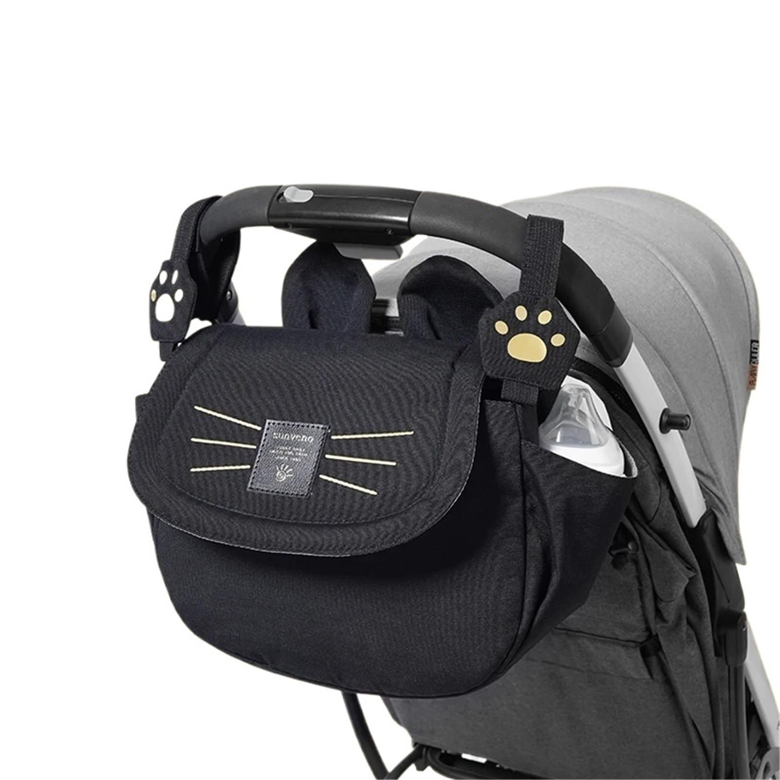 Bolso Carro Bebe Bolsa de pañales de Gran Capacidad for mamá, Bolsa de Viaje, Organizador Universal for Cochecito de niños, Maternidad(Black)