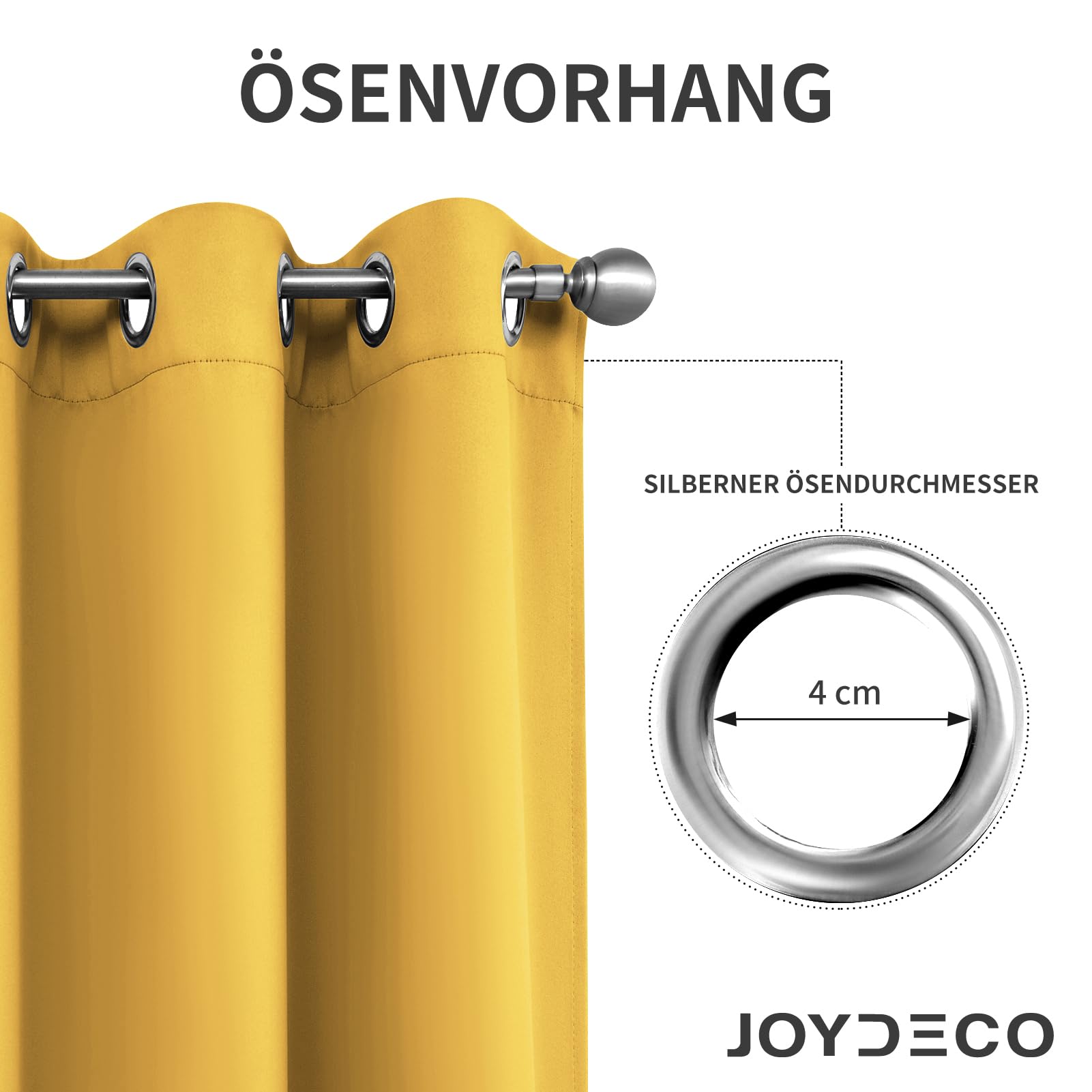 Joydeco Verdunkelungsvorhänge Zitronengelb mit Ösen 2er Set H 137 x B 117 cm – Bild 4