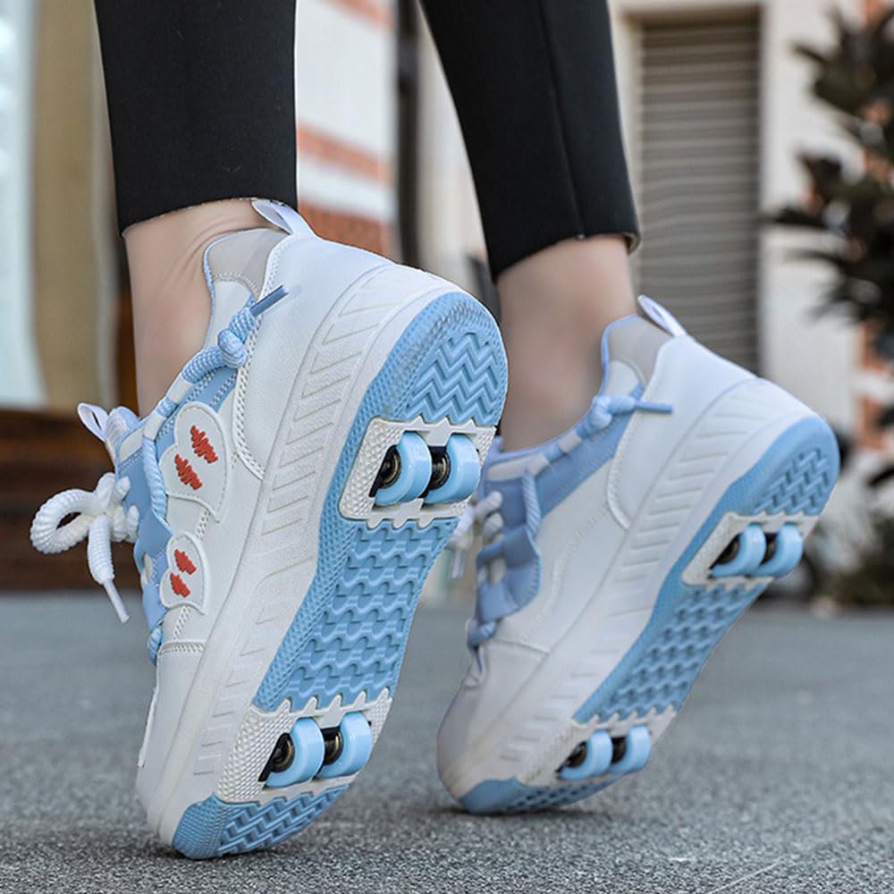 Hiseng Scarpe con Rotelle Bambina 29-40 EU Rosa, Azzurro, Bambino Sportive Scarpe da Skateboard Skateboard Sneakers Outdoor Multisport Scarpe da Ginnastica da Pattini Ragazze Ragazzi