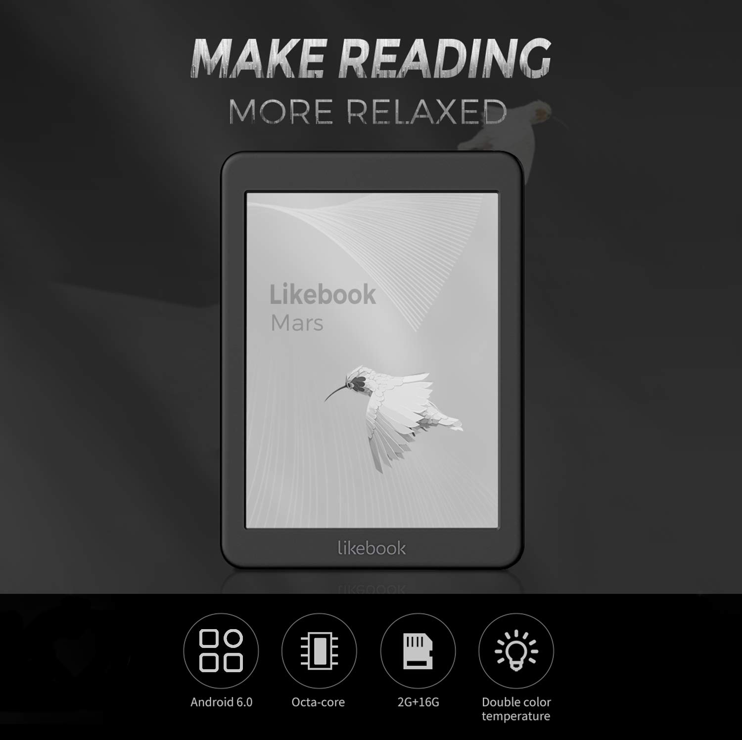 Likebook Mars 7.8 Inch Ebook Reader HD Ereader 300PPI 2G+16G Octa