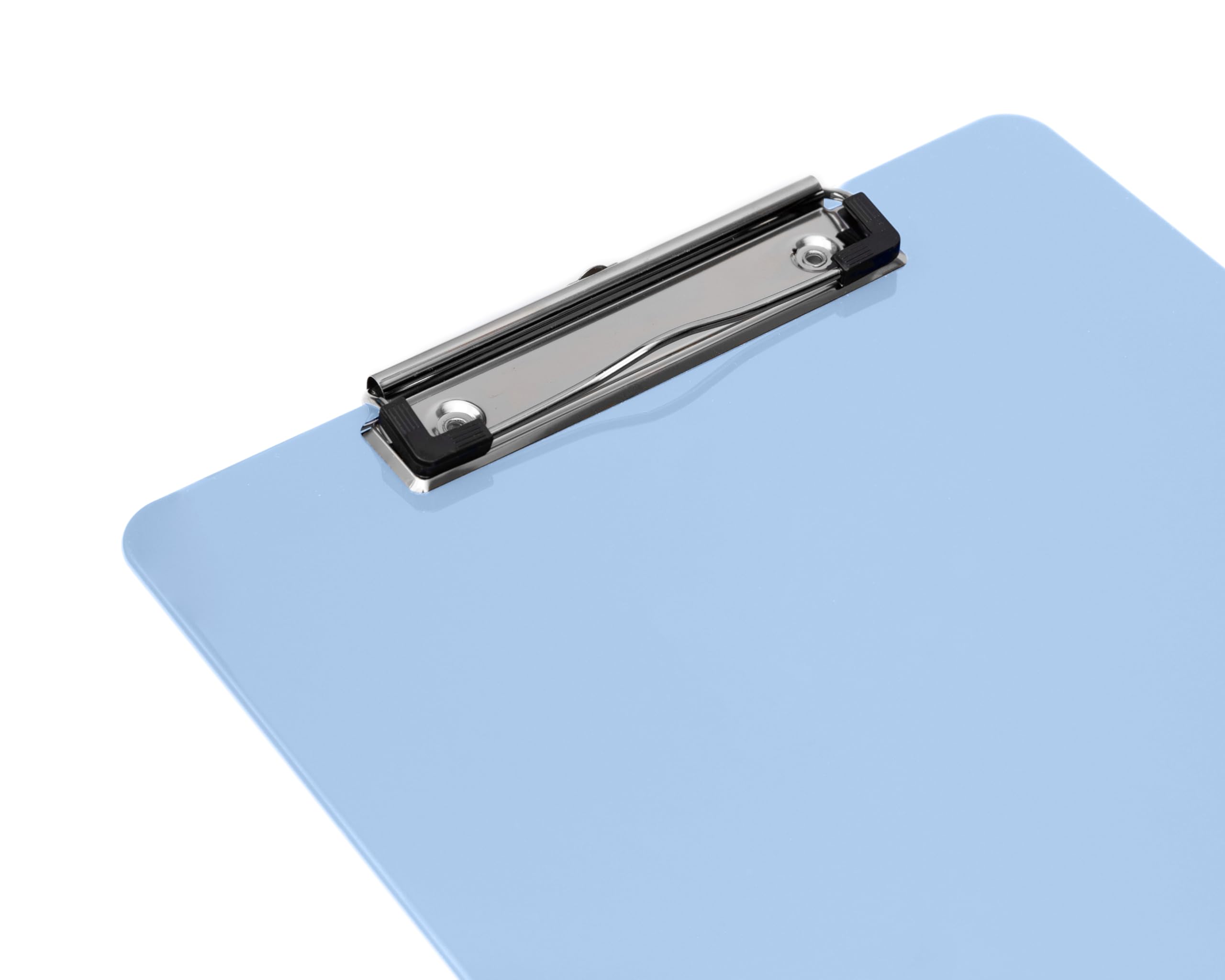 Cartellina portablocco in plastica blu chiaro con clip a basso profilo (confezione da 12), formato lettera, con clip piatta, formato A4, in acrilico, per ragazzi e ragazze, carino per college e