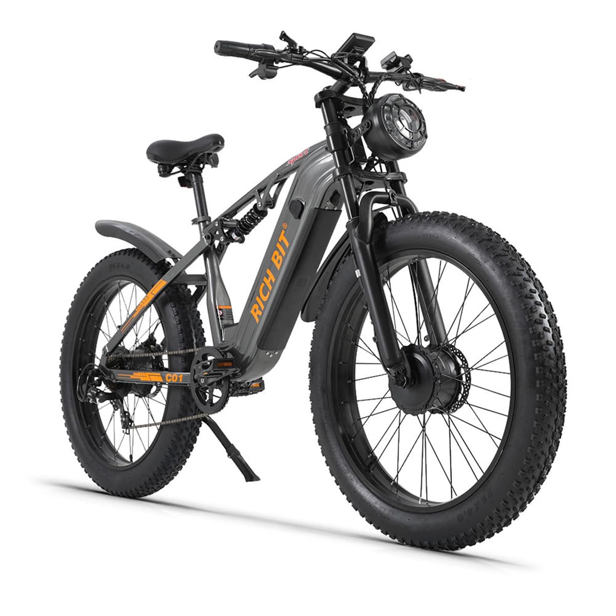 cysum C01 Vélo électrique Adulte Homme, VTT électrique à Double Moteur, Batterie 48 V 20 Ah, Autonomie De 80 Km, Suspension IntéGrale, Freins à Disque Hydrauliques, 26 * 4.0 Fat E Bike