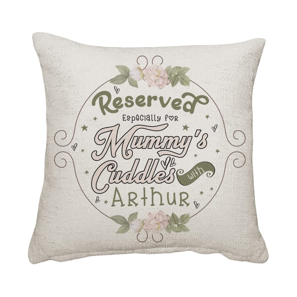 Getagift Mothers Day, Personalised Reserved for Mummy's Cuddles Christmas, Birthday, Mummy Cuddles Pillow Home Décor, Linen Throw Pillow/Cushion. (Linen Cushion Cover With Insert)