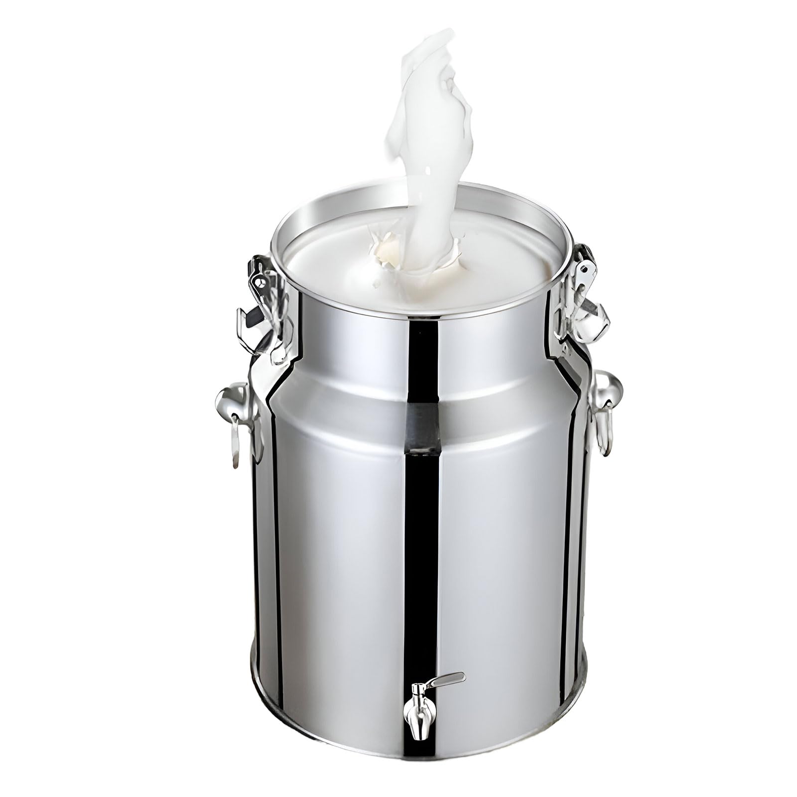 AIZYR Milchkanne Mit Zapfhahn Und Tragegriff Milcheimer Aus Edelstahl Milchkanne Fässer Verschließen Getränkespender Für Milch, Wein Und Öl,5L