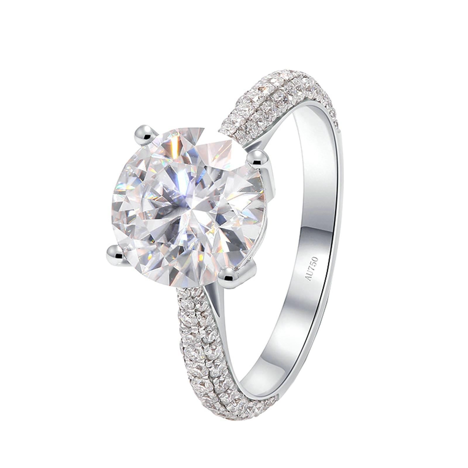 Bague pour femme en or blanc 14 K/18 carats Moissanite ronde 4 griffes 0,3 ct Moissanite ronde pour femme