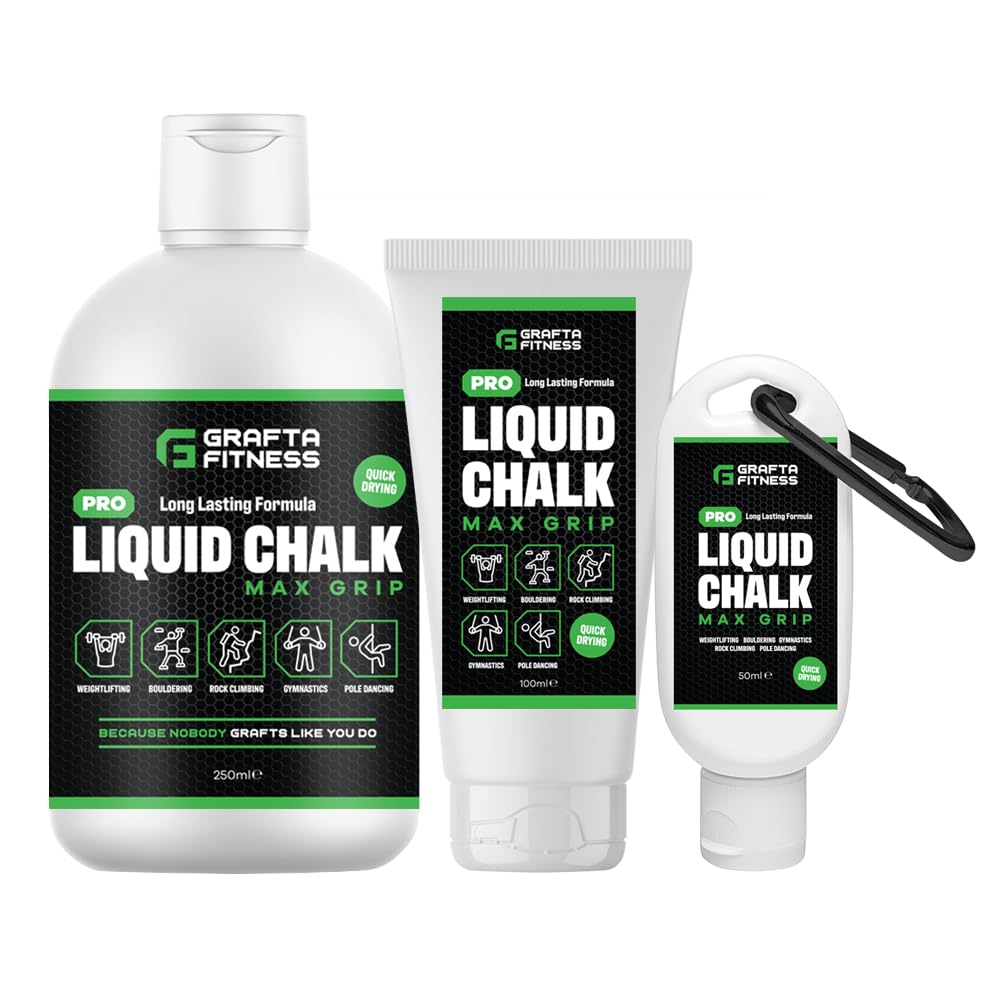 GRAFTA Fitness Pro Liquid Chalk for Weightlifting, Climbing, Gymnastics & CrossFit | Anti-Slip Hand Grip | Max Grip | No Mess Quick Drying Formula (250ml)