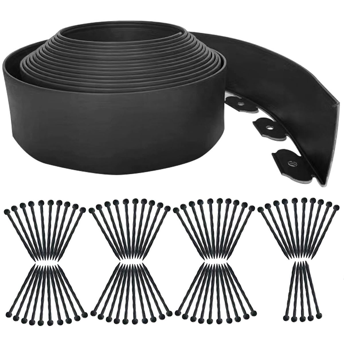 15M Garden Edging Borders,Lawn Edging Border[Extra Tall 4IN High] with 75pcs Stakes Flexible Landscape Edging Kit,Mini Plastic Fence for Yard,Landscaping,Flowerbeds,Grass,Tree -Black