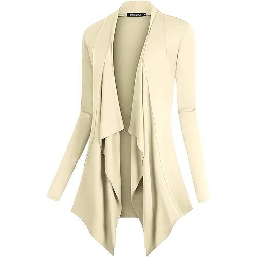 Urban CoCo Women's Drape Front Open Cardigan Long Sleeve Irregular Hem