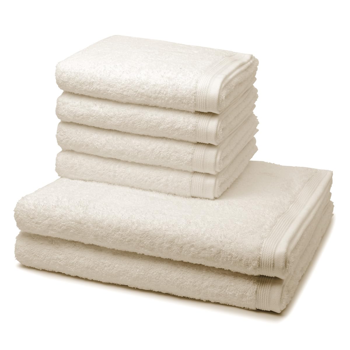 Möve - 6 teiliges Frottier-Set - Superwuschel (4 X Handtuch 2 X Duschtuch im Set) - 520 g/m2 - Baumwolle - Walkfrottee - saugstark - weich und flauschig - Nature