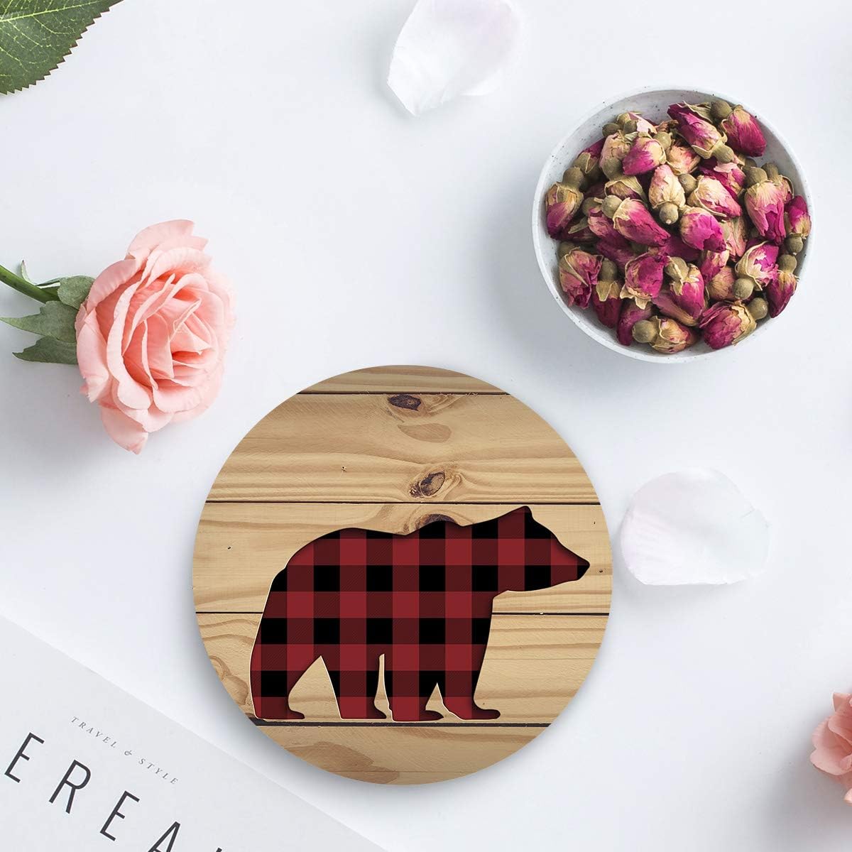 40% Off Discount 8-Piece Set Ceramic Coasters for Drinks,Red Buffalo Check Plaid Bear Print Wood Unique Absorbent Round Ceramics Cork Backed Cup Mat for Home/Housewarming Gift Lowest Price 8-Piece Set Ceramic Coasters for Drinks,Red Buffalo Check Plaid Bear Print Wood Unique Absorbent Round Ceramics Cork Backed Cup Mat for Home/Housewarming Gift