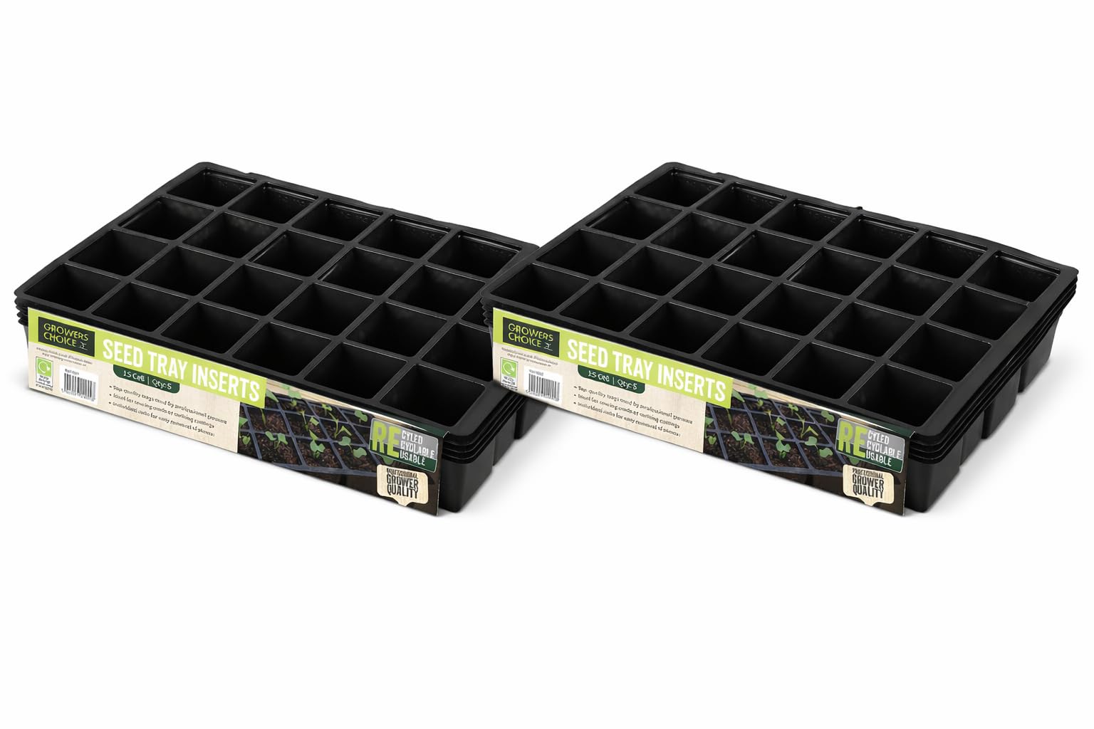 Bosmere Growers Choice Seed Tray Inserts, Black, Pack of 10 x 15 Inserts, 150 cells