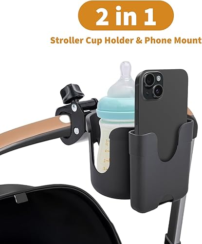 Miniatura 3 de Portavasos para cochecito compatible con Evenflo con soporte para teléfono, accesorios de vagón compatibles con Evenflo, negro