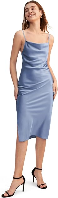 LilySilk Womens Silk Dress Ladies Elegant Cowl Neck Sleeveless Midi Maxi Evening Gown for Date Party Cocktail Prom