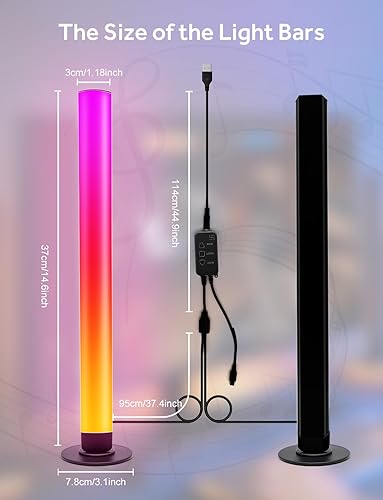 Miniatura 9 de ELOUYCKE Barras de luz LED inteligentes barra de luz RGB de 16 millones de colores con modos de escena y modos de música barra de luz inteligente