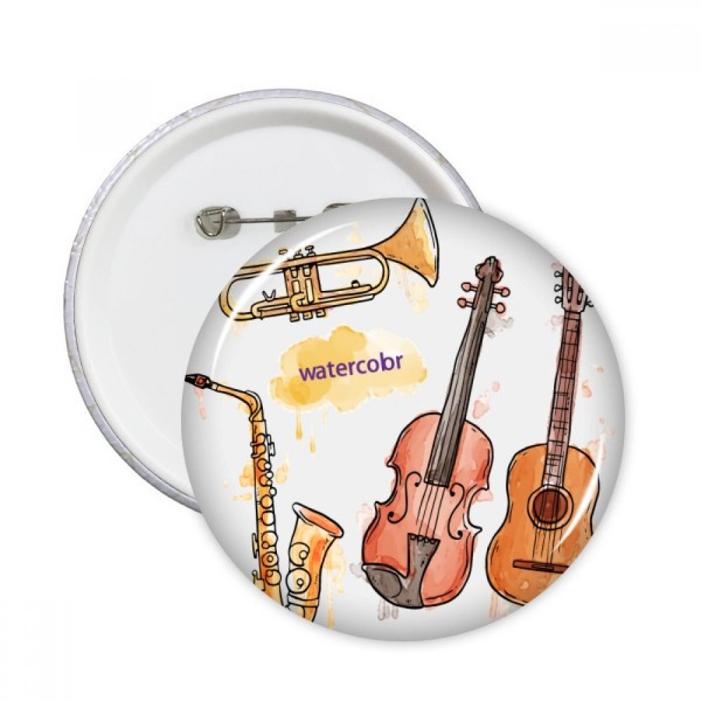 Badge rond aquarelle instrument de musique L pour customiser les vêtements