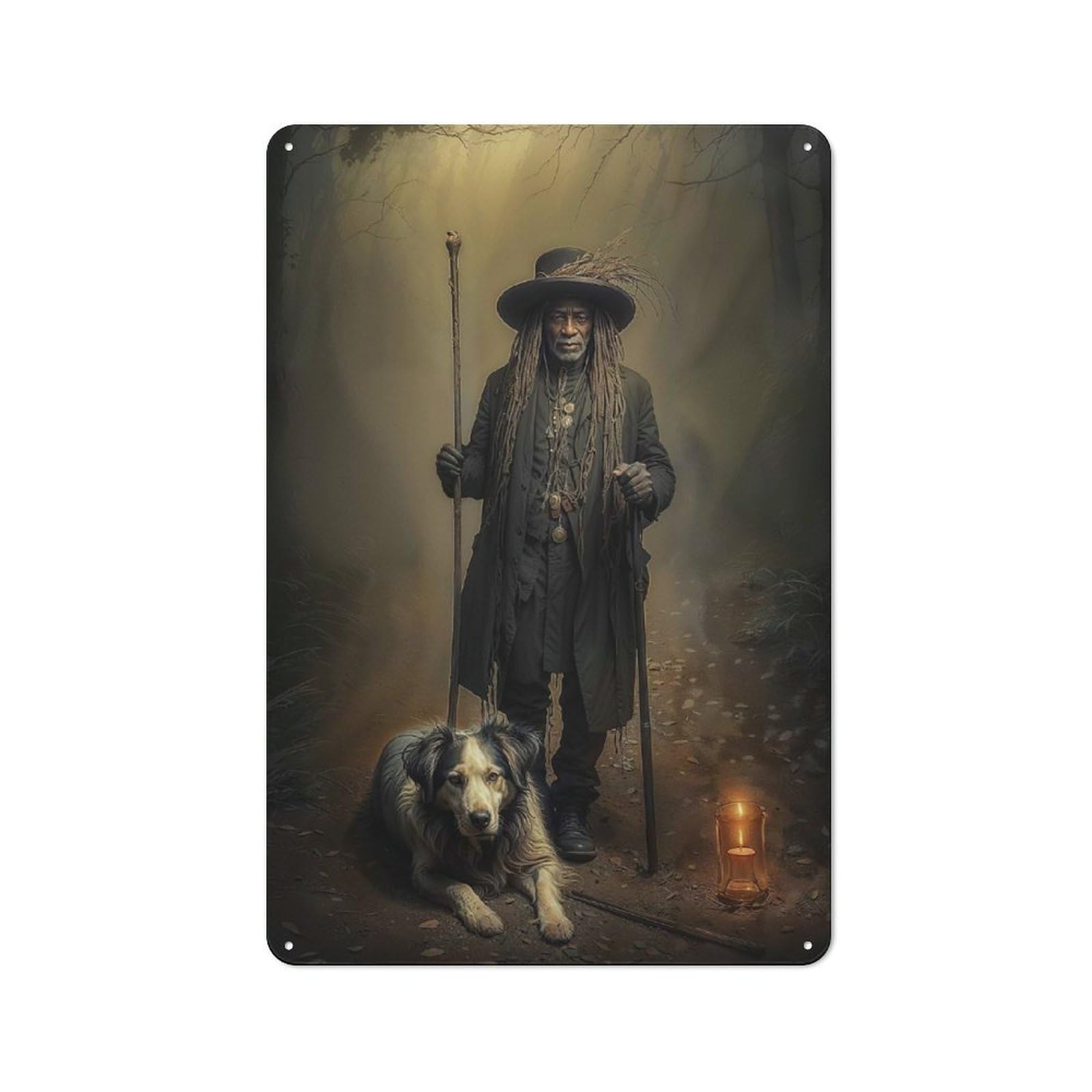 Junmoney Papa Legba Spirit Metal Wall Art Sign 30X20cm, Old Fashioned Nostalgic Wall Art For Living Room, Hallway, Kitchen Or Cafe