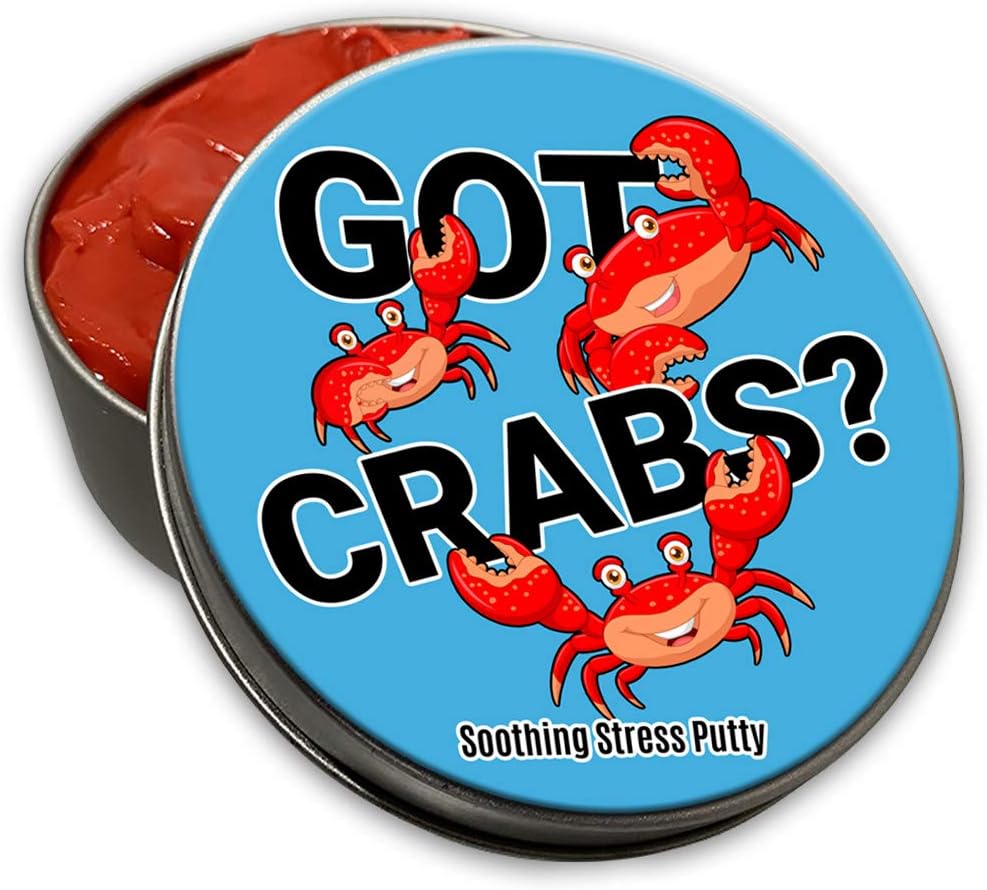 Got Crabs Soothing Stress Putty - Funny Therapy Putty Ocean Humor, Fidget Toy, Red, Metal Tin