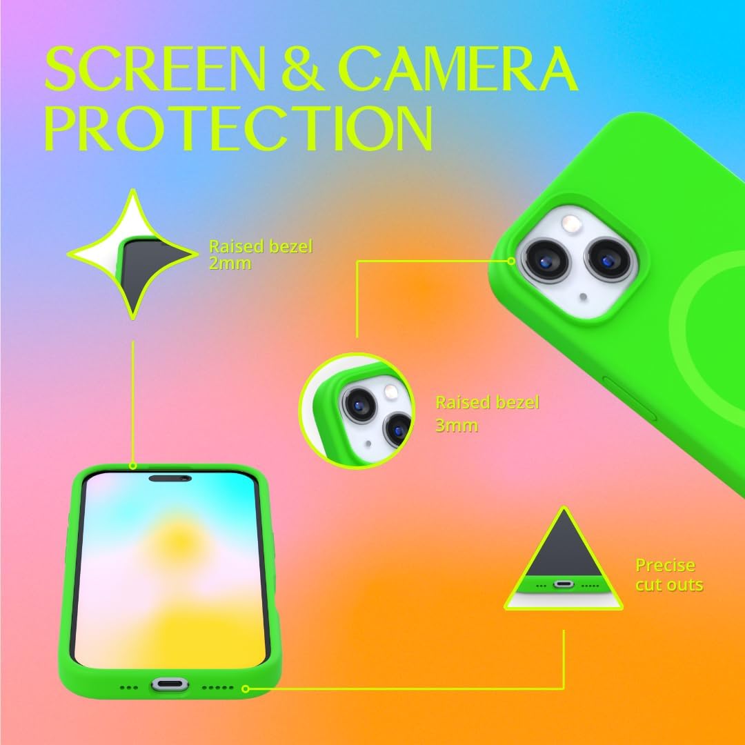 FELONY CASE for iPhone 13/14 - MagSafe Compatible, Silicone Vibrant Neon Color with Anti-Scratch Microfiber Lining, Non-Slip Grip & 360° Shockproof Protective Case (Green)