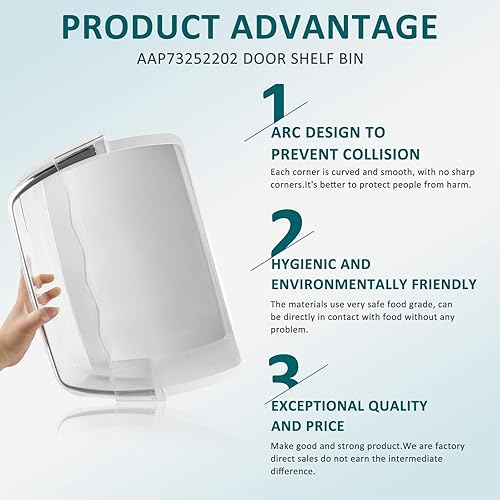 Miniatura 2 de Contenedor de puerta de refrigerador AAP73252202 compatible con piezas de refrigerador L-G Ken-more Elite por MIFLUS-Right AAP73252209 Reemplazo del