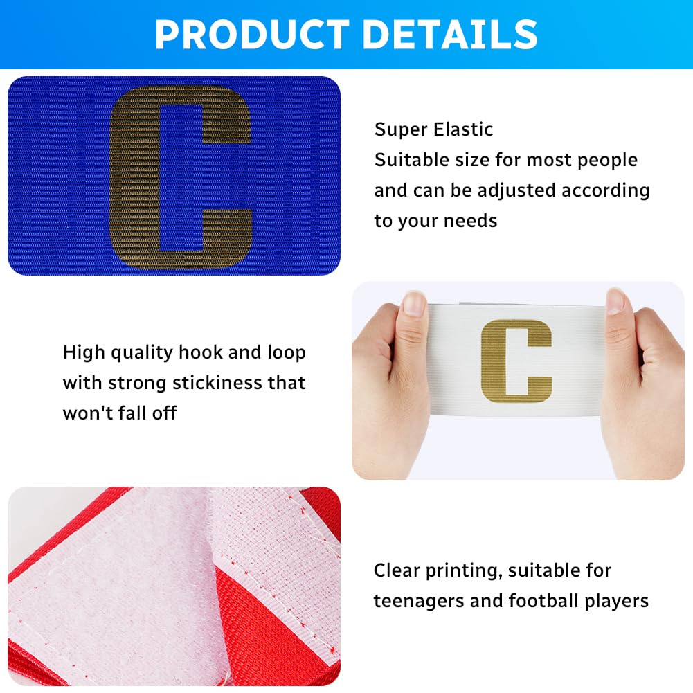 Flintronic Brazaletes de Capitán de Fútbol, Pulsera Elástica Unisex, Cierre de Velcro, Multicolor
