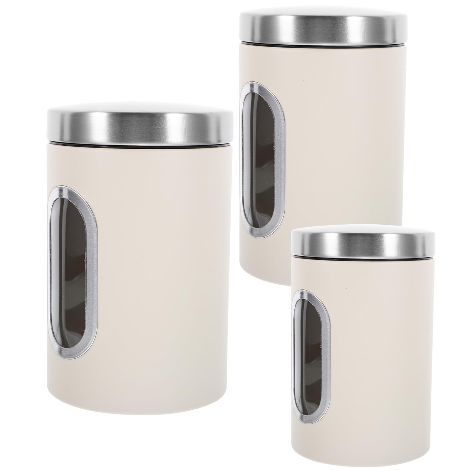 Juego de 3 Botes de Almacenamiento Herméticos de Acero Inoxidable Tapa Sellada para Café, Té y Alimentos en Cocina y Restaurante