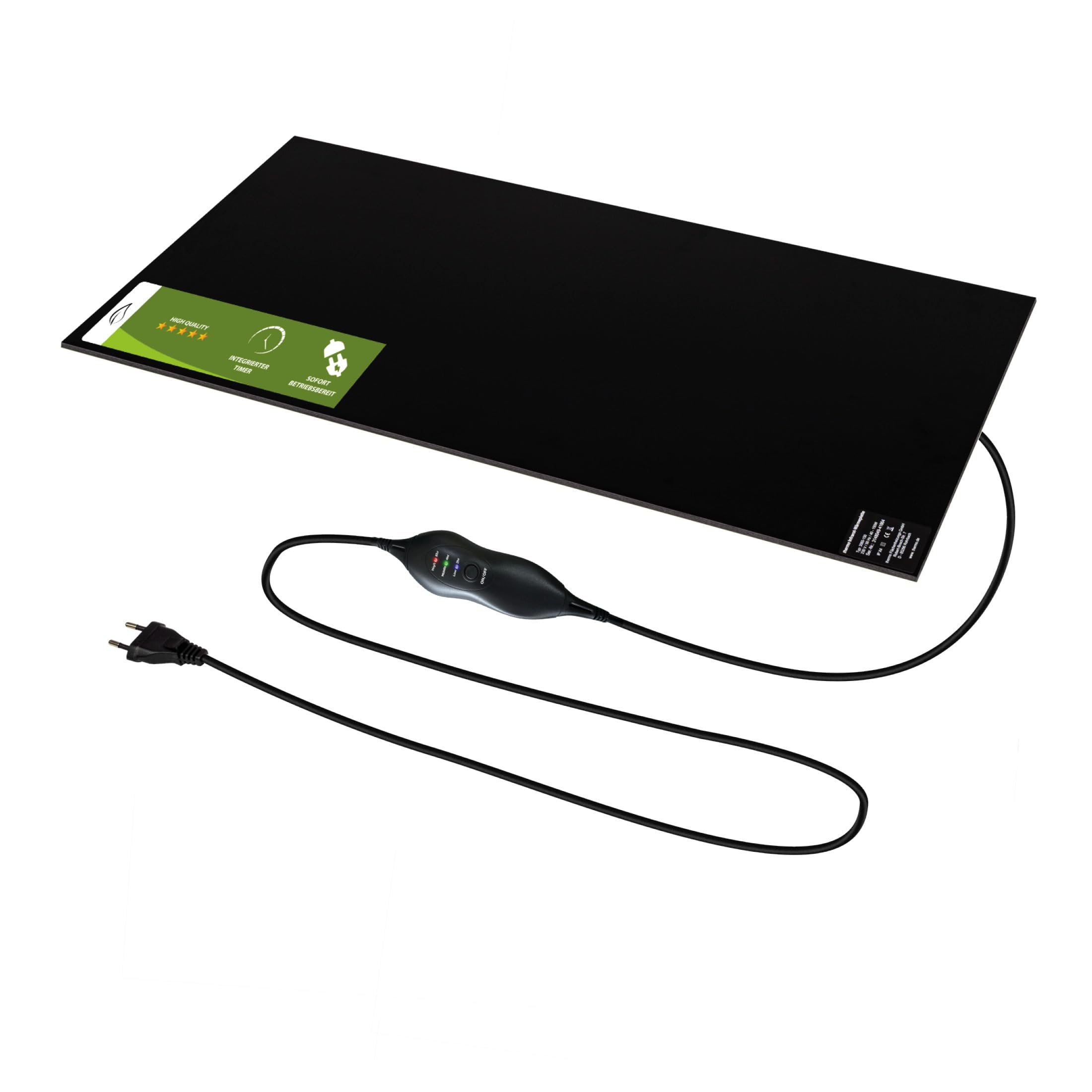Placa térmica por infrarrojos para escritorio, 30 x 60 cm, 150 W, con regulador de intensidad para regulación continua, calefacción por infrarrojos para piernas calientes, autoadhesiva para el