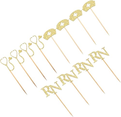 Miniatura 7 de Decoración para cupcakes, 24 piezas para cupcakes para fiestas temáticas de graduación Rn, suministros dorados para cupcakes Dorado,Oro rosa