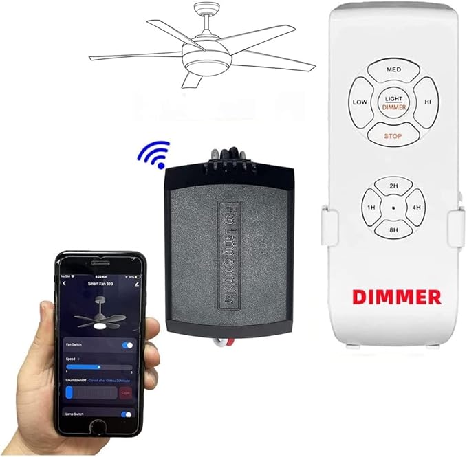 53T Smart Wi-Fi Ceiling Fan Remote Control Kit, 3 Fan Speed &amp; Light Dimmer,Compatible with Alexa &amp; Google Home Smart Life APP