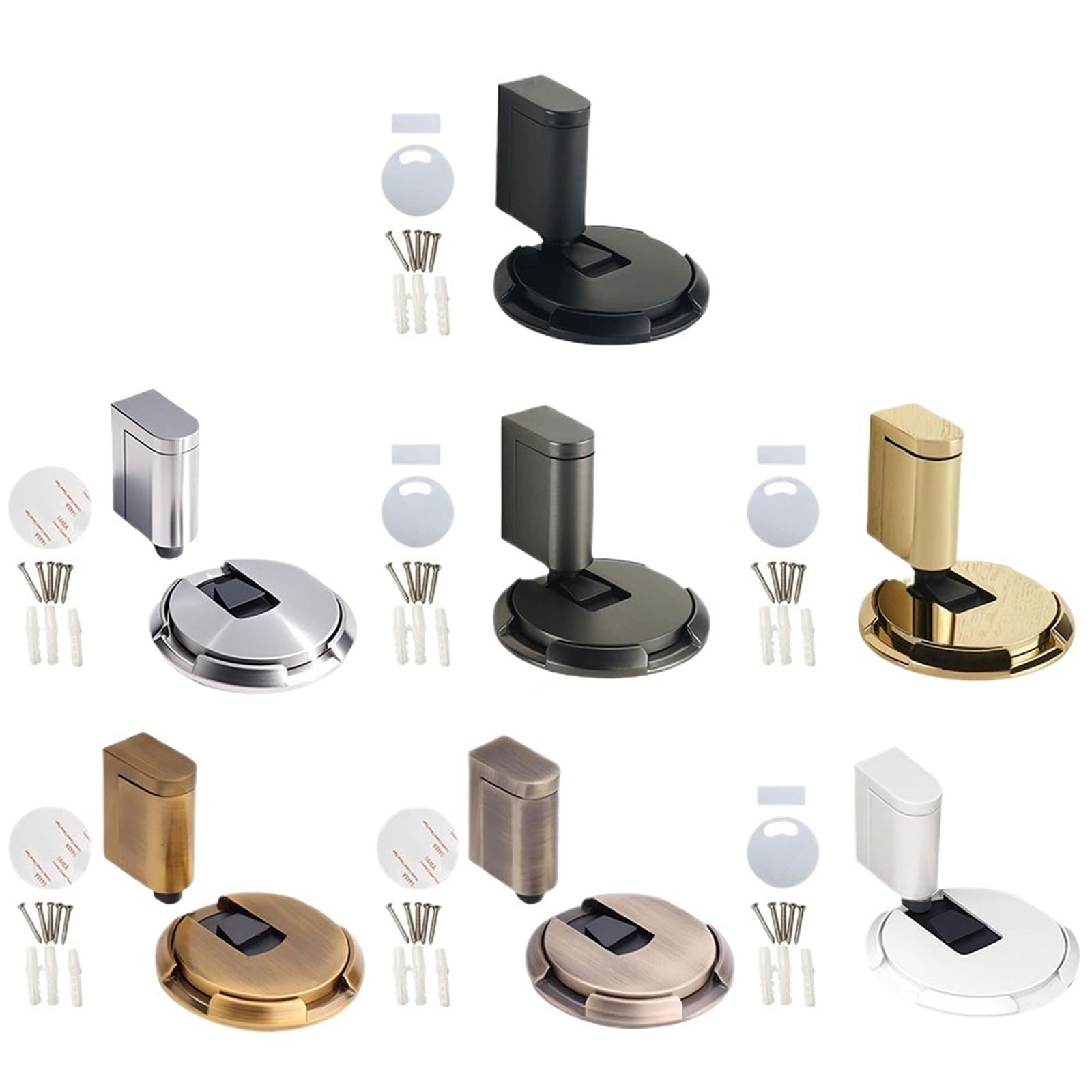 1pcs Indoor Heavy Duty Floor Door Stop with Screws and Adhesive Pads No Drilling Door Stopper(Bronze)