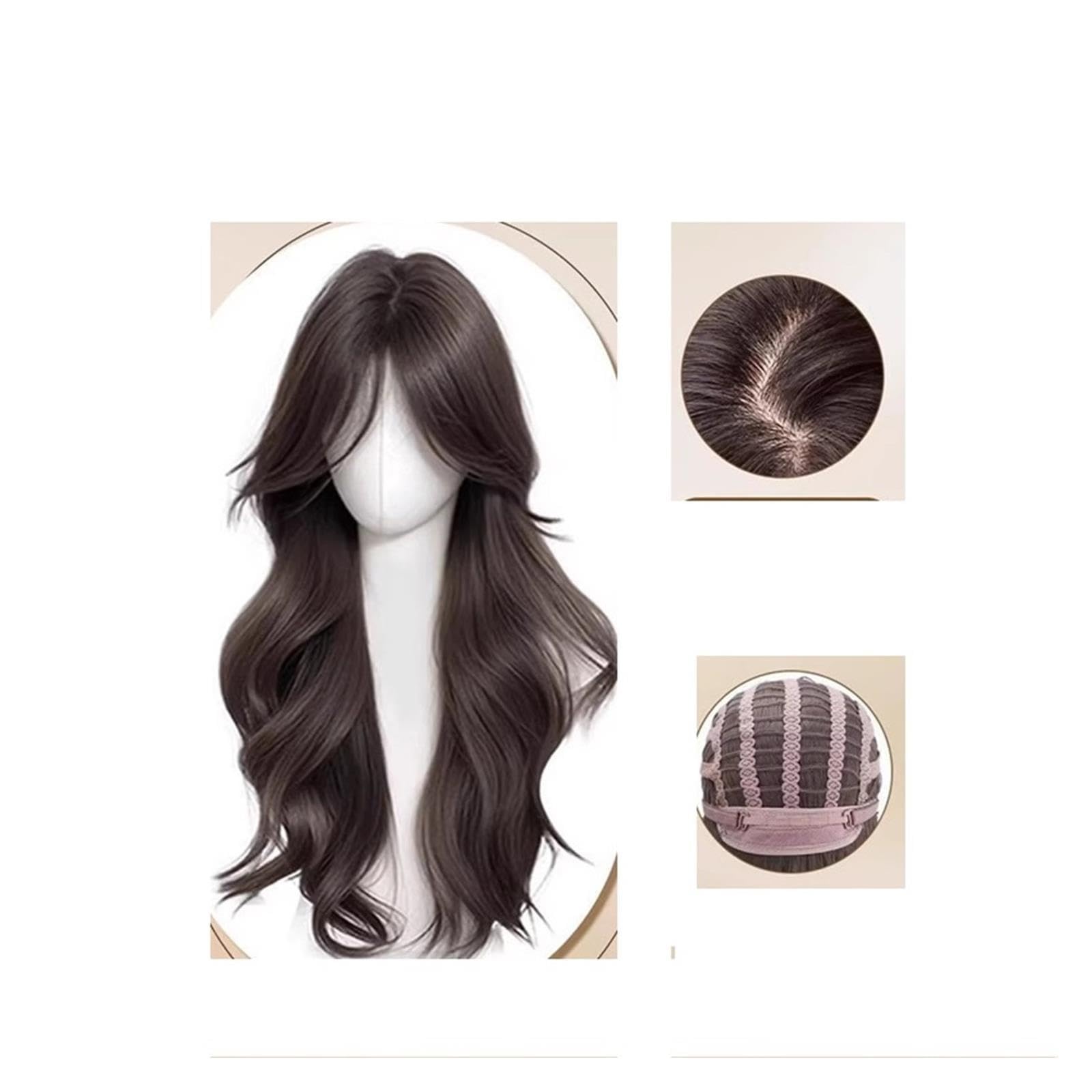 Parrucche Parrucca arrotolata lunga da donna con onda grande(Brown)