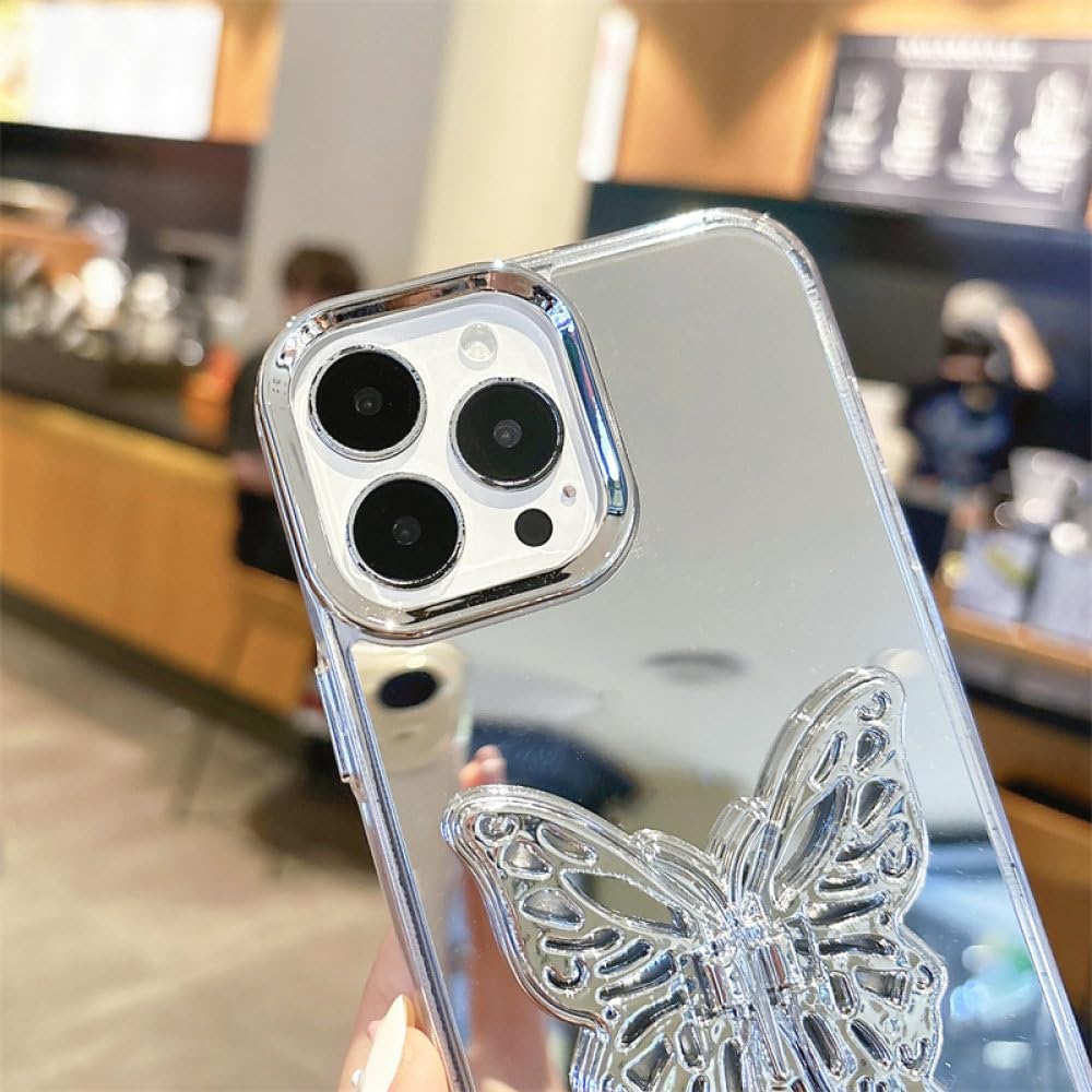 iPhone15 用ケース鏡として使えるリング付き キラキラ かわいいバタフライ Amazon.co.jp: MuZiF iPhone 15 用 ケース 鏡として使える