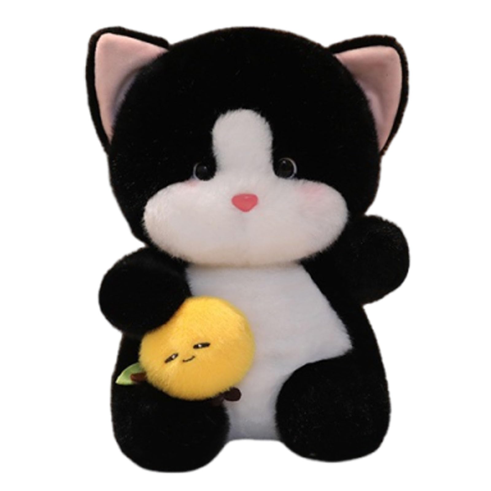 Peluches, Lindo Juguete de Peluche Gato con Caqui, compañero Abrazo Suave, Gatito Kawaii for niños niñas Regalos cumpleaños(Black,23cm)