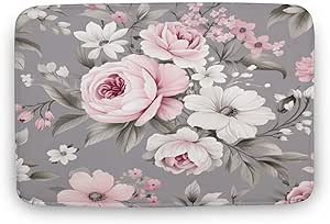 Amazon.com: HighonHi Bath Mat Watercolor Floral Pattern Rose Bathroom ...