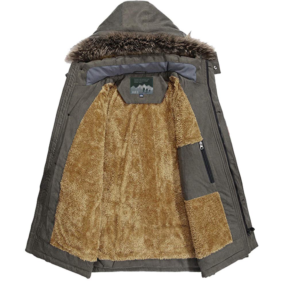 Fansu Chaqueta con Capucha Hombre, Otoño e Invierno Calentar Talla Grande Cierre de Cremallera Chaquetón Bolsillo con Cremallera Poliéster Abrigo Estilo Diario