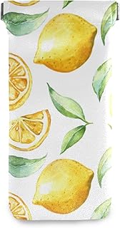 susiyo Watercolor Yellow Lemons Glasses Case Portable Microfiber PU Leather Soft Sunglasses Bag Eyeglasses Pouch Holder Squeeze Top for Women Men