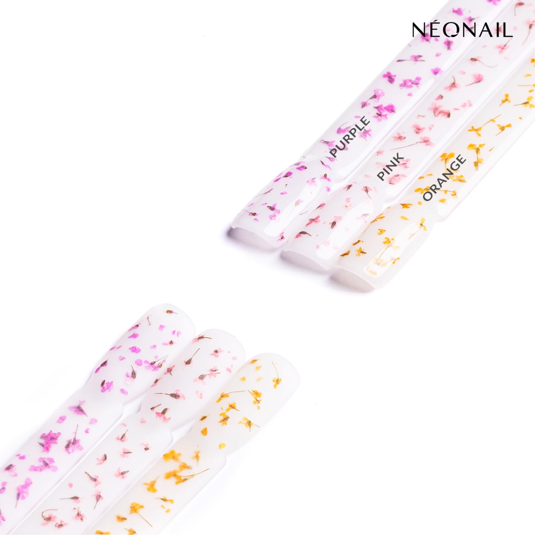 NEONAIL Fleurs Séchées - Set de décoration d'ongles - Nail Art Ongles - Deco Ongle Nail Art - Accessoire Ongle - 3 couleurs - rose, violet, orange