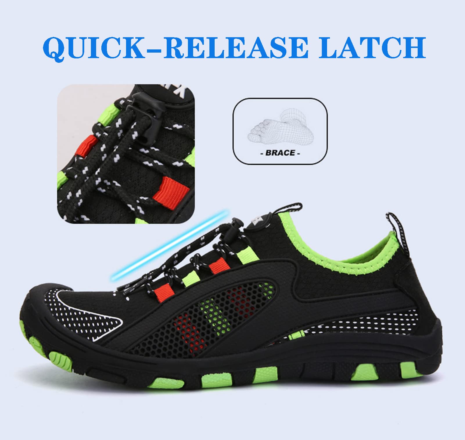 Zapatos Acuáticos Descalzos, Calcetines De Cuero, Zapatillas Acuáticas De Secado Rápido para Hombres Y Mujeres, Natación, Yoga Neutro, Carrera En La Playa, Snorkel(35 EU, Black)