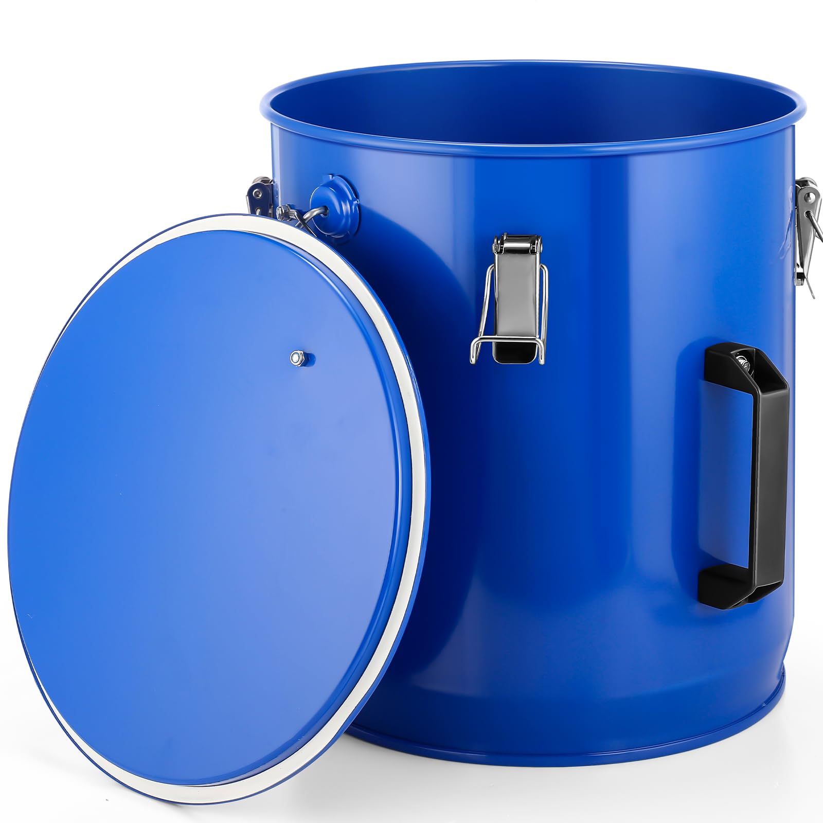 Cubo de transporte de aceite para freidora de 6 galones con tapa, bandeja de eliminación de aceite de acero con revestimiento antioxidante, asa, clips de bloqueo para transporte de aceite,