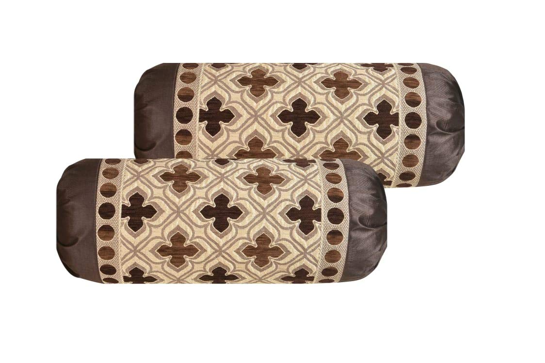 sandeep handloom chenlille Velvet Bolster Covers Set of 2 /Size 16 x 32 inch (Brown) Amazon.in
