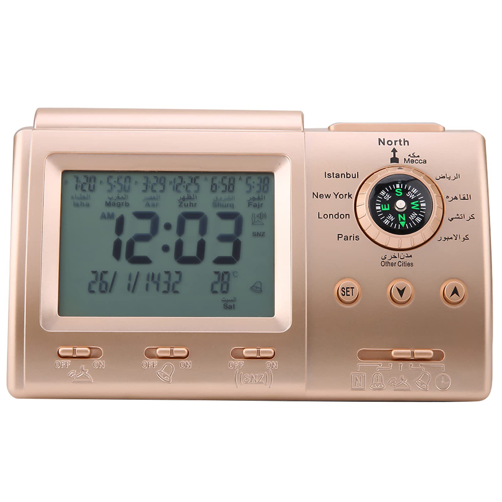 Azan Clock for Home, Digital Islamic Athan Clock Alarm Prayer Alarm LCD Azan Clock Pray Time Reminder Masjidal Athan Clock